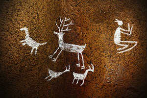 Paleolithic era cave drawings