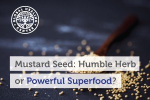 A spoon full of mustard seeds, which are considered a superfood loaded with many nutrients that support good health.