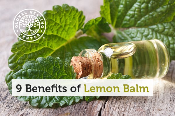 A bottle of Lemon balm oil. Sharp memory and problem-solving are benefits of Lemon balm