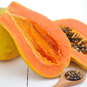 Papaya contains papain, a digestive enzyme, which can reduce swelling and heartburn.
