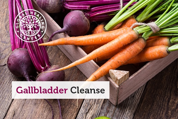 A basket of friendly gallbladder cleanse foods like beets and carrots.